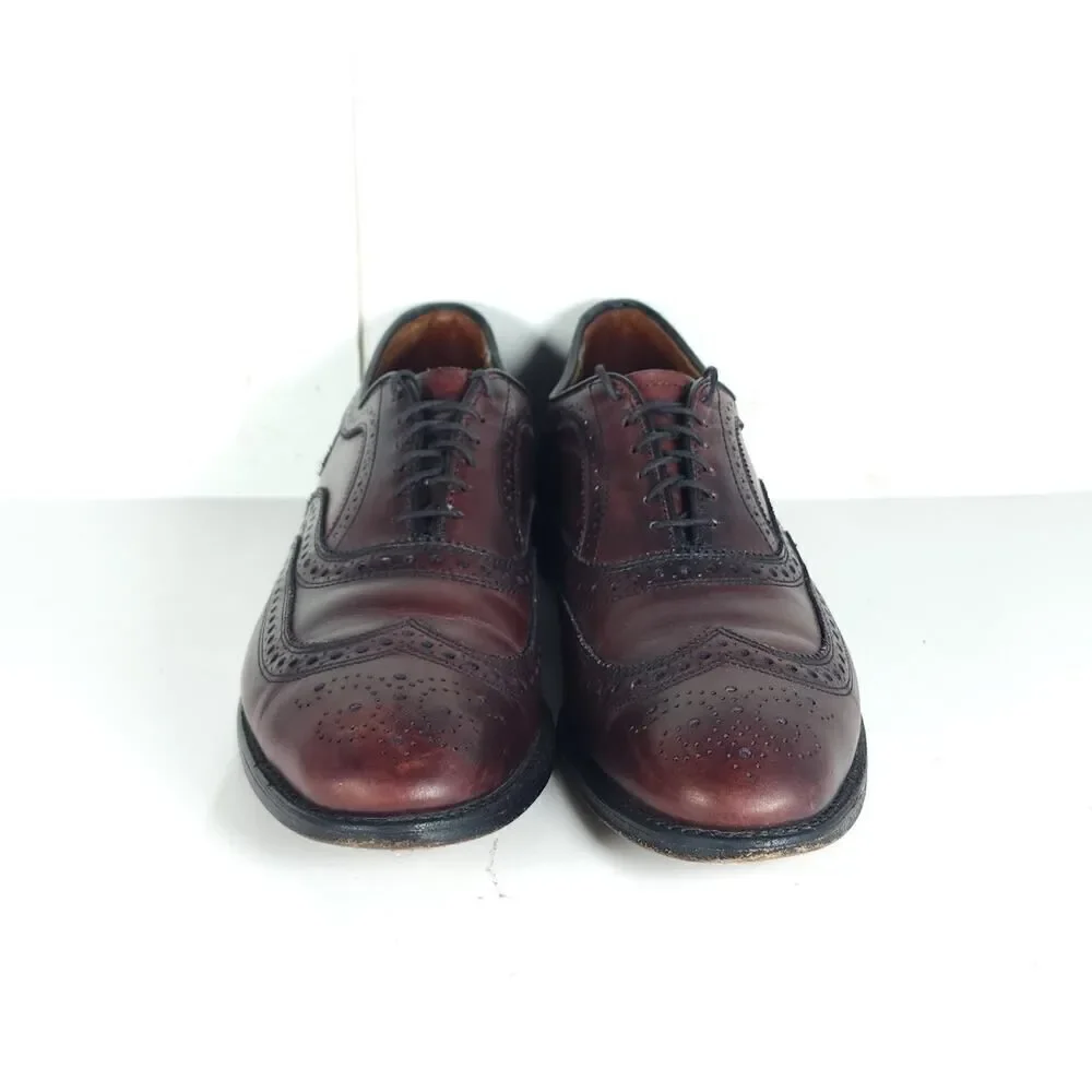 Allen Edmonds Mens McAllister US9,5C Burgandy Leather Wingtip Brogue Dress Shoes